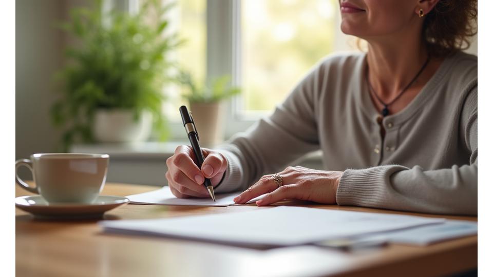 Image of a person writing notes, symbolizing connection and planning.