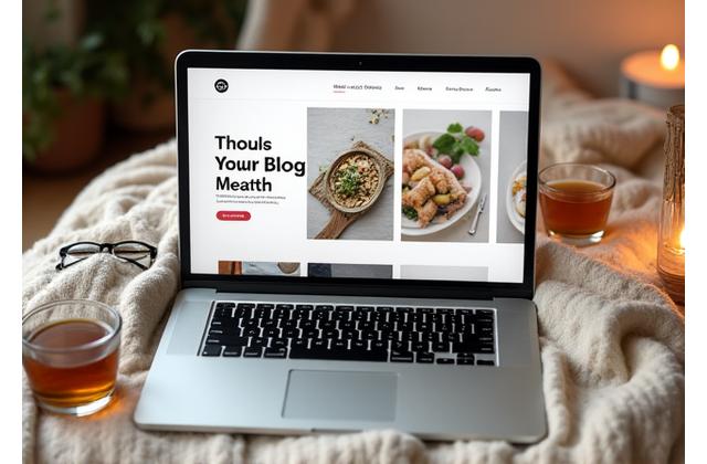 Open laptop with health blog articles