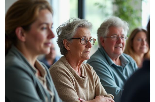 Group of adults learning about health